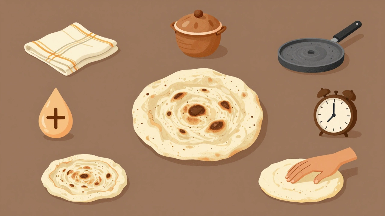 Symbolic representation of seven tips to prevent roti from getting soggy.