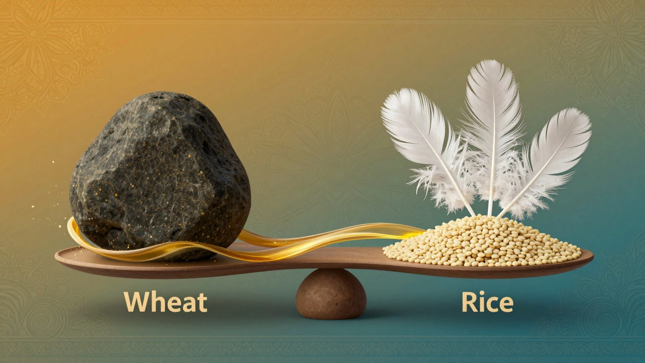 Abstract art showing balance between wheat and rice nutrition